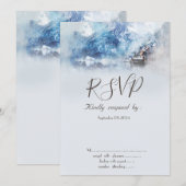 冬の山湖 返信 招待状 (正面/裏面)