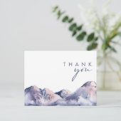 冬の山結婚の感謝はがき ポストカード (スタンド正面)