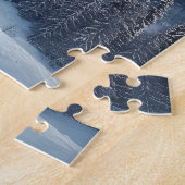 冬の山腹の雪が積もった松 ジグソーパズル (側面)