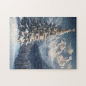 冬の山腹の雪が積もった松 ジグソーパズル (横)