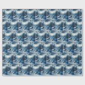 冬の山谷に立つ松の木 ラッピングペーパー (フラット)