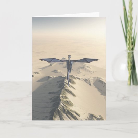 冬の山飛んでいるの上の青い竜 カード (正面)