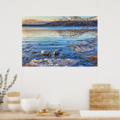 冬の山4k壁紙シンプルランドスケープ写真 ポスター (キッチン)