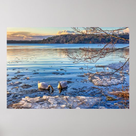 冬の山4k壁紙シンプルランドスケープ写真 ポスター (正面)