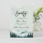 冬の山70th誕生日の招待 招待状 (スタンド正面)