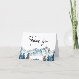 冬の山 松の木 ウェディング サンキューカード