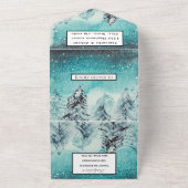 冬の山RSVP水の色の森結婚のすべての オールインワン招待状 (外側)