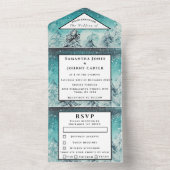 冬の山RSVP水の色の森結婚のすべての オールインワン招待状 (内側)