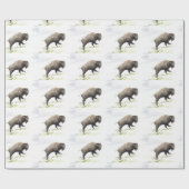 冬の嵐のバイソン ラッピングペーパー (フラット)