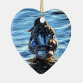 冬の川でマラードダック – 野生動物写真 セラミックオーナメント (右)
