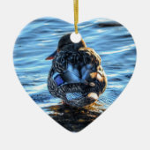 冬の川でマラードダック – 野生動物写真 セラミックオーナメント (正面)