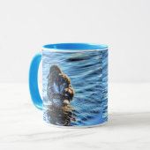 冬の川でマラードダック – 野生動物写真 マグカップ (正面左)