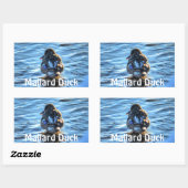 冬の川でマラードダック – 野生動物写真 長方形シール (シート)