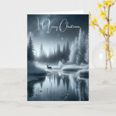 冬の川のクリスマスバック カード (黄色い花)