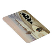 冬の川の牛 マグネット (右側)