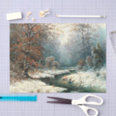 冬の川の風景、デコページ 薄葉紙 (クラフト)