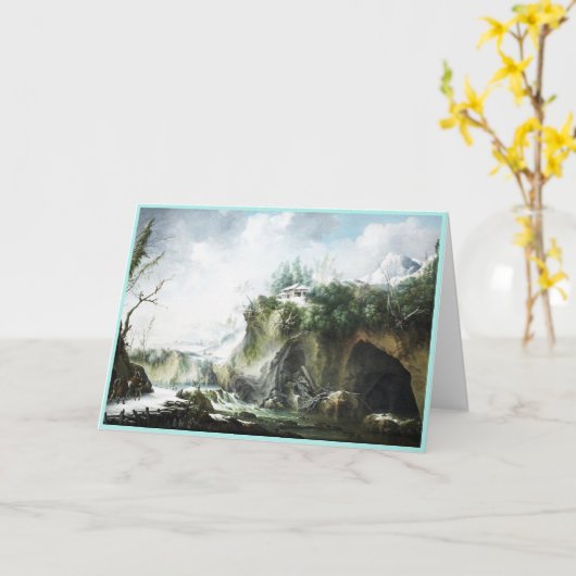 冬の川の風景、フランチェスコ・フォシ カード (黄色い花)