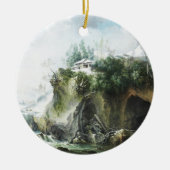 冬の川の風景、フランチェスコ・フォシ セラミックオーナメント (正面)
