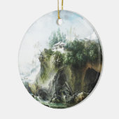 冬の川の風景、フランチェスコ・フォシ セラミックオーナメント (左)