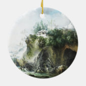 冬の川の風景、フランチェスコ・フォシ セラミックオーナメント (裏面)