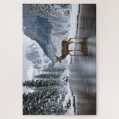 冬の川の鹿 ジグソーパズル (縦)