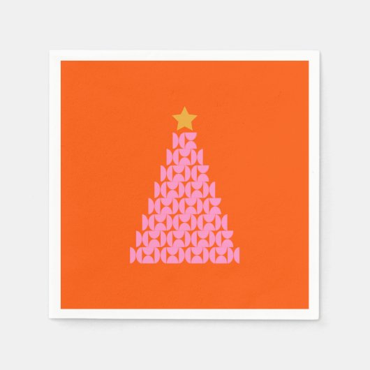 冬の市場02クリスマスツリーピンクとオレンジ スタンダードカクテルナプキン (正面)
