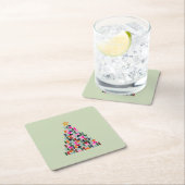 冬の市場06クリスマスツリーグカラフルリーン スクエアペーパーコースター (インサイチュ)