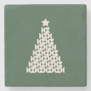 冬の市場07ヴィンテージグリーンクリスマスツリー ストーンコースター