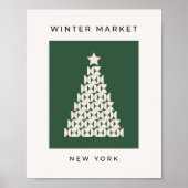 冬の市場07ヴィンテージグリーンクリスマスツリー ポスター (正面)