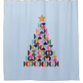 冬の市場10カラフルクリスマスツリー シャワーカーテン (正面)