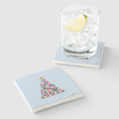 冬の市場10カラフルクリスマスツリー ストーンコースター (横)