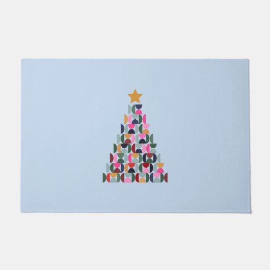 冬の市場10カラフルクリスマスツリー ドアマット (正面)