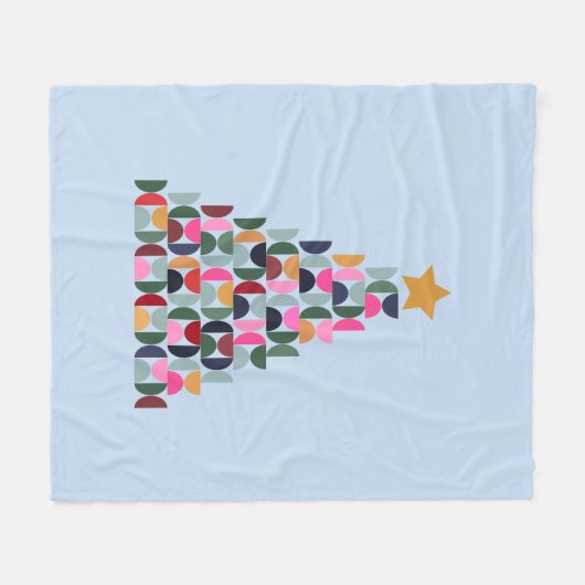 冬の市場10カラフルクリスマスツリー フリースブランケット (正面(横))