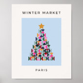 冬の市場10カラフルクリスマスツリー ポスター (正面)