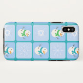 冬の市松模様の雪だるまと雪の結晶 Case-Mate iPhoneケース (裏面(横))