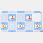 冬の市松模様の雪だるまと雪の結晶 Case-Mate iPhoneケース (裏面 (横))