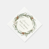 冬の常緑とコットンのベイビーシャワー スタンダードカクテルナプキン (角)