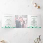 冬の常緑の松の写真の冬の結婚式緑 三つ折りプログラム (内部)