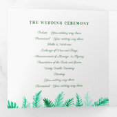 冬の常緑の松の写真の冬の結婚式緑 三つ折りプログラム (内部最初)