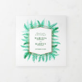 冬の常緑の松の写真の冬の結婚式緑 三つ折りプログラム (カバー)