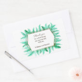 冬の常緑の水色の緑の松ありがとう 長方形シール (封筒)