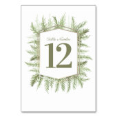 冬の常緑の緑の松の結婚芸術 テーブルナンバー (裏面)