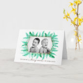 冬の常緑の群葉の水彩画の緑の休日 カード (黄色い花)