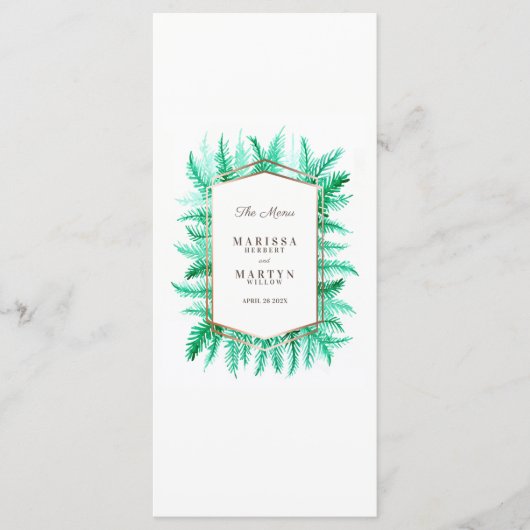 冬の常緑の葉の水の色の緑結婚の メニュー (正面)