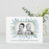 冬の常緑の葉の水色の青 シーズンカード (スタンド正面)