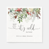冬の常緑の赤ちゃんシャワーナプキン スタンダードカクテルナプキン (正面)