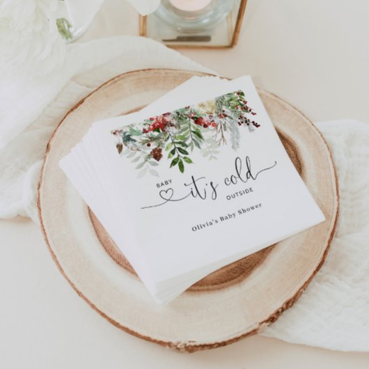 冬の常緑の赤ちゃんシャワーナプキン スタンダードカクテルナプキン
