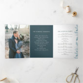 冬の常緑の青いトウヒ写真の冬の結婚式 三つ折りプログラム (内部)