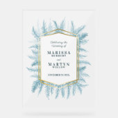 冬の常緑の青いトウヒ結婚アートのエントリ アクリルサイン (正面)