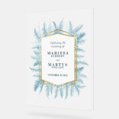 冬の常緑の青いトウヒ結婚アートのエントリ アクリルサイン (傾斜)